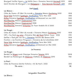Carte des vins 9
